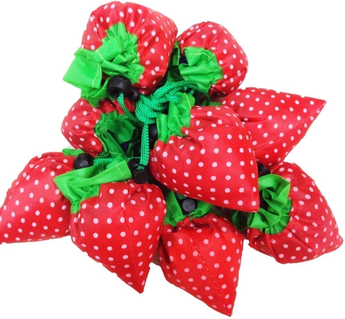 12 Pcs Strawberry Foldable Shopping Bags, Reusable Shopping Bags, Eco-Friendly - ShopVlot