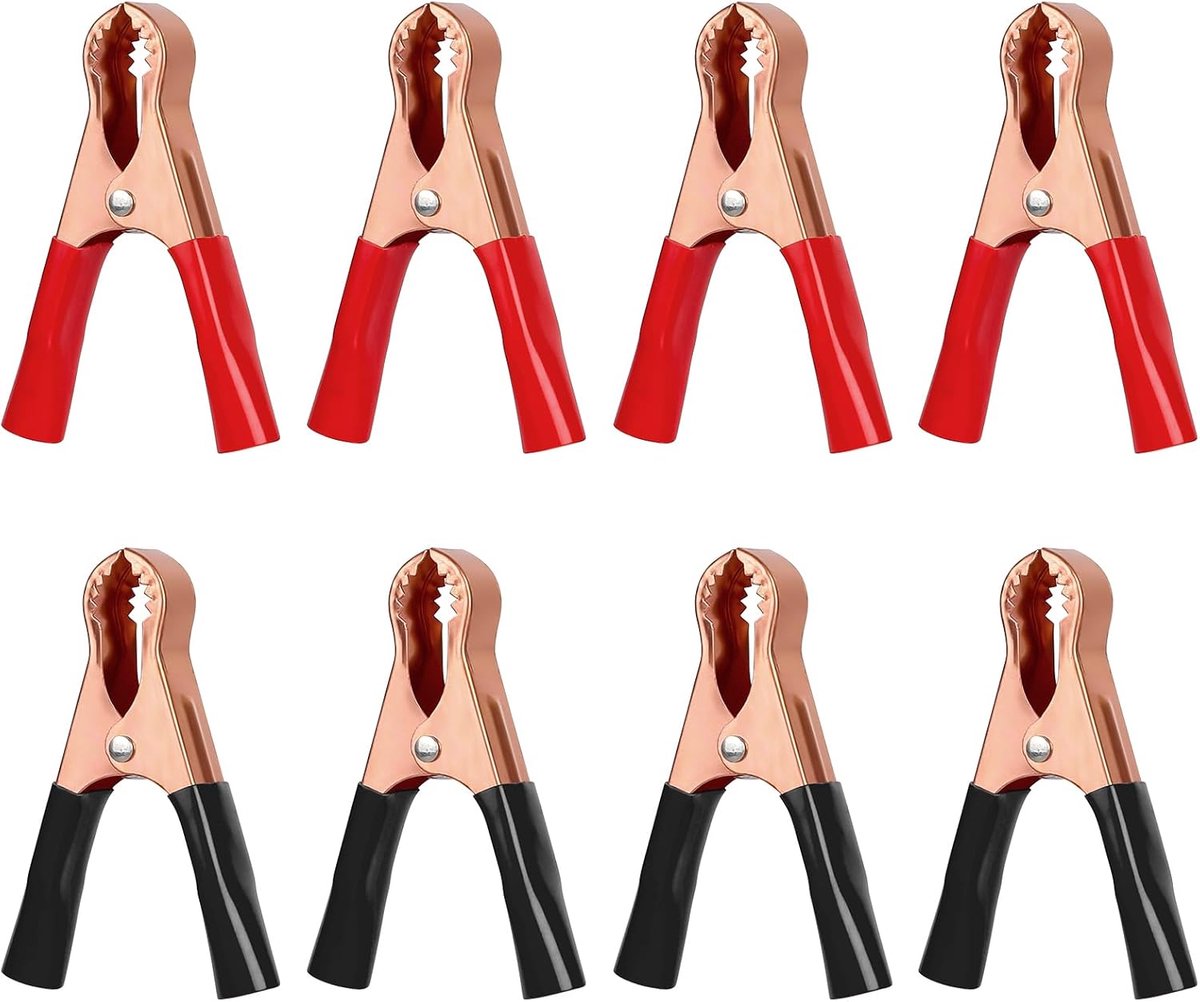8 Piece 50A Car Battery Crocodile Clamps, Insulated Crocodile Clamps Large, Starter Cable Clamps for Car Battery - ShopVlot