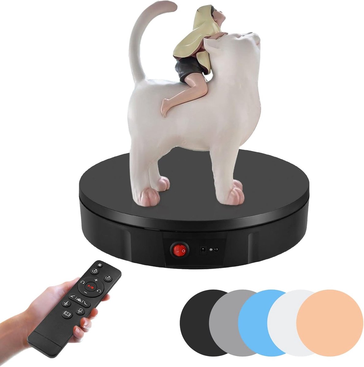 30 cm electric turntable, 100 kg load capacity, remote control, adjustable speed, 5 background plates, table turntable - ShopVlot