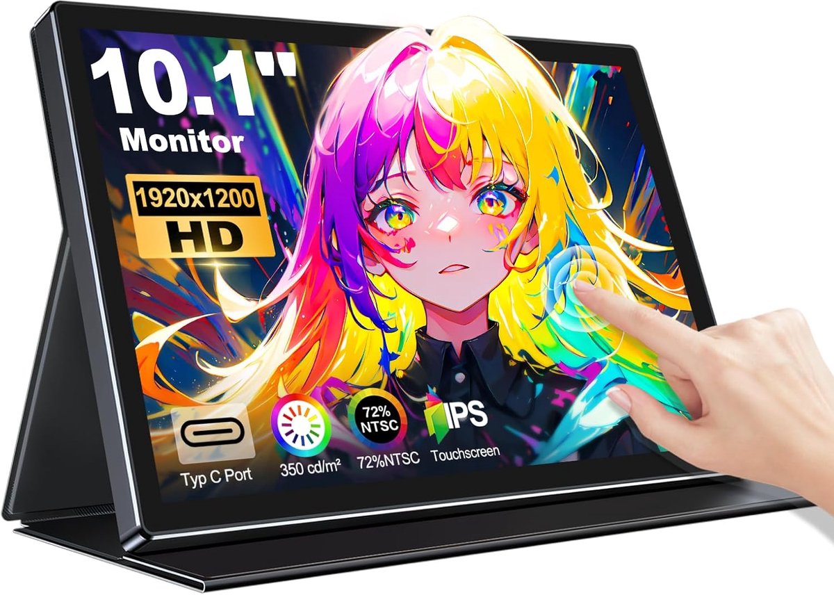 Portable Touchscreen, 10.1 Inch 1920 x 1200 IPS Touch Screen Extension with Protective Cover, 16:10 Aspect Ratio 350 - ShopVlot