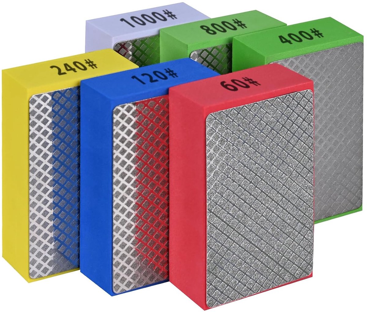 6pcs Diamond Hand Polishing Pads Foam Backing Sanding Blocks, Diamond Polishing Pads for Ceramic Tile Glass Wood - ShopVlot