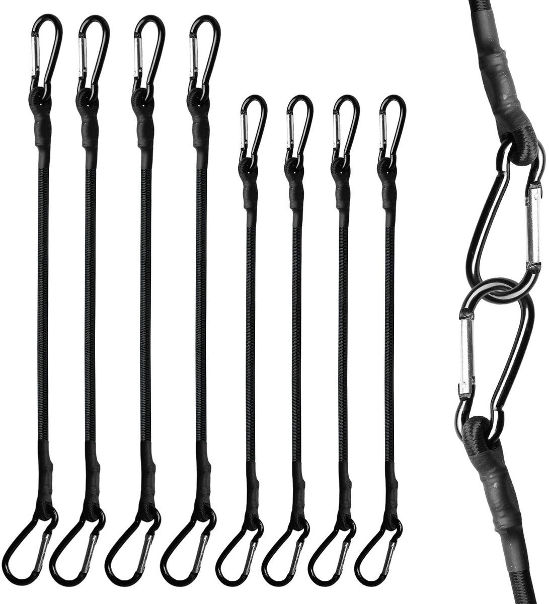 Solidchoice - Set van 8 Tension Ropes met Carabiner voor Camping en Fietsen