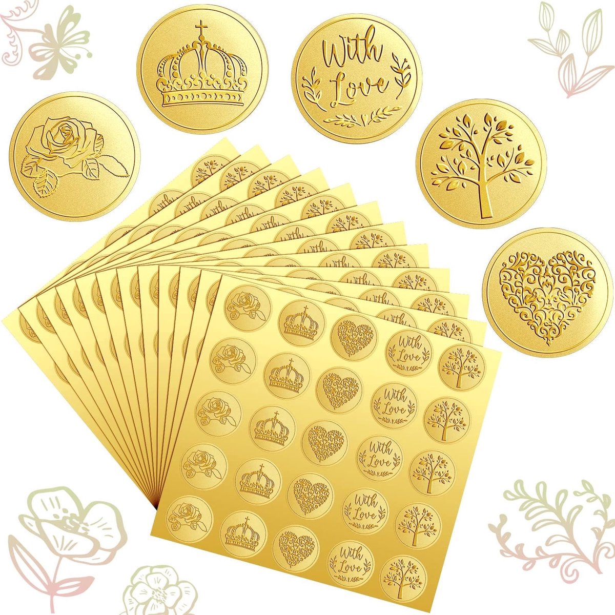 Solidchoice - 250 Stuks Gouden Wachs Seal Stickers voor Enveloppen