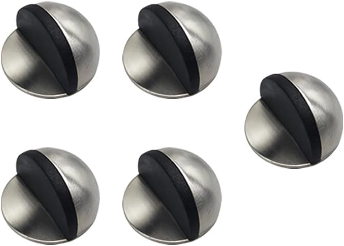 Deurstoppers 5 stuks - RVS zelfklevend - met rubberen bumper - Bescherming voor deuren en muren - ShopVlot