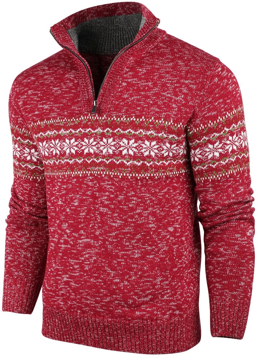 Solidchoice - Heren Pullover met Halve Rits, Rood, M