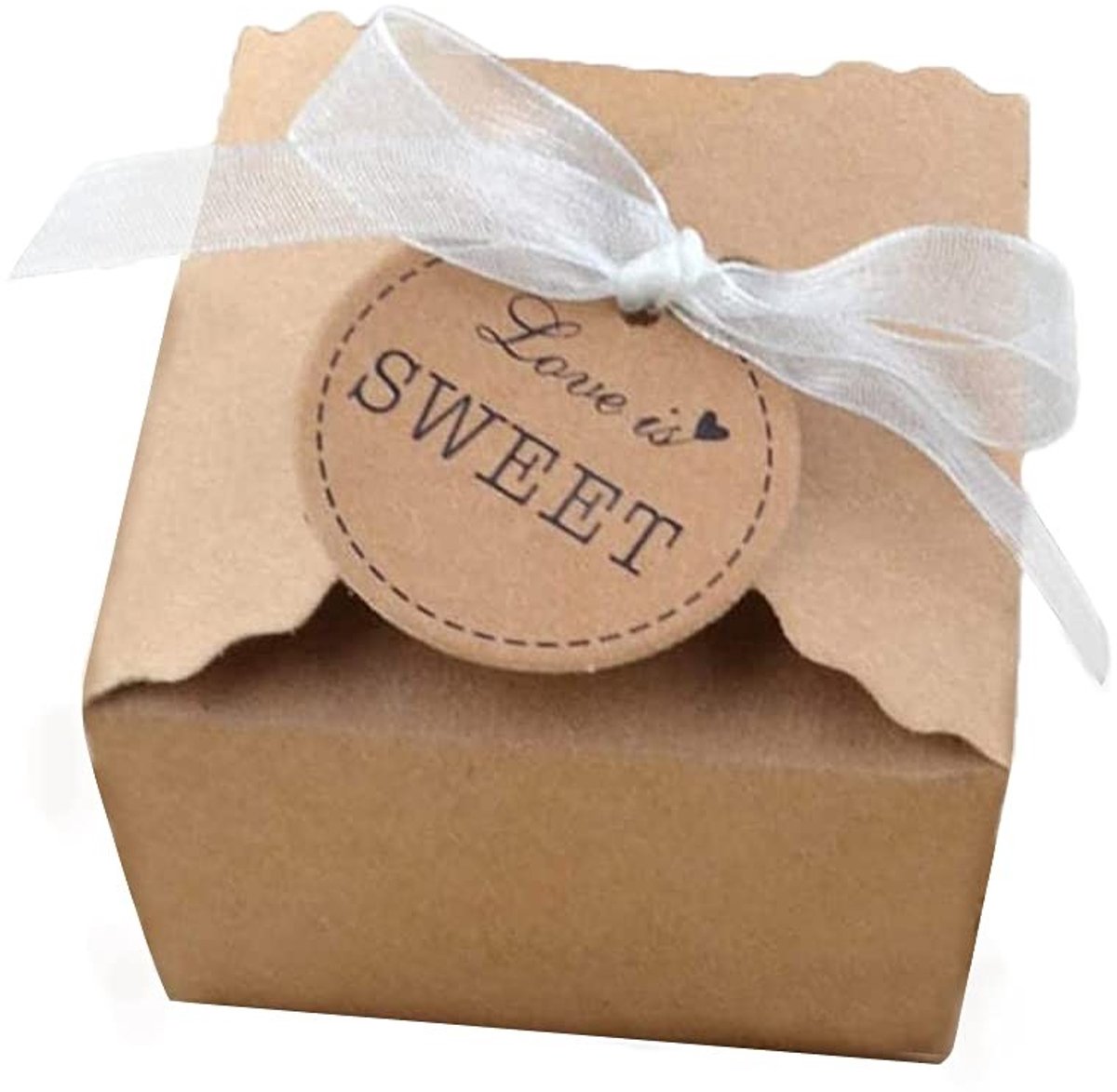 Solidchoice - 50 Stuks Kraft Papieren Cadeau Dozen met Labels