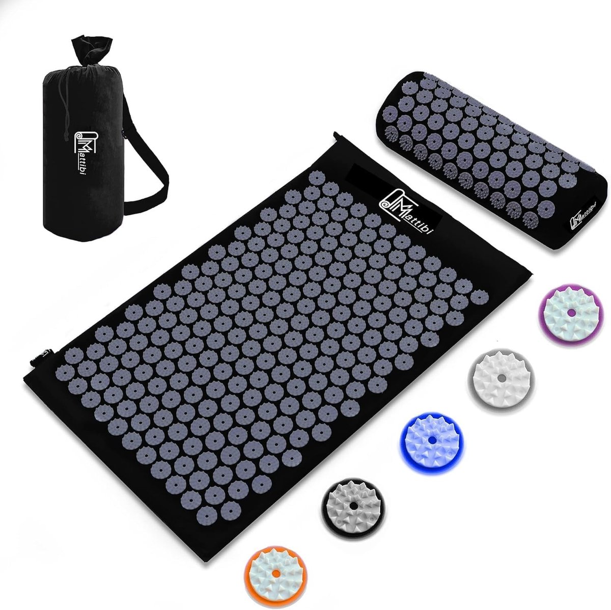 Acupressuurmat met Kussen - Zwart - 70 x 40 cm - Voor Rug, Nek en Voetpijnverlichting - Voor Mannen en Vrouwen