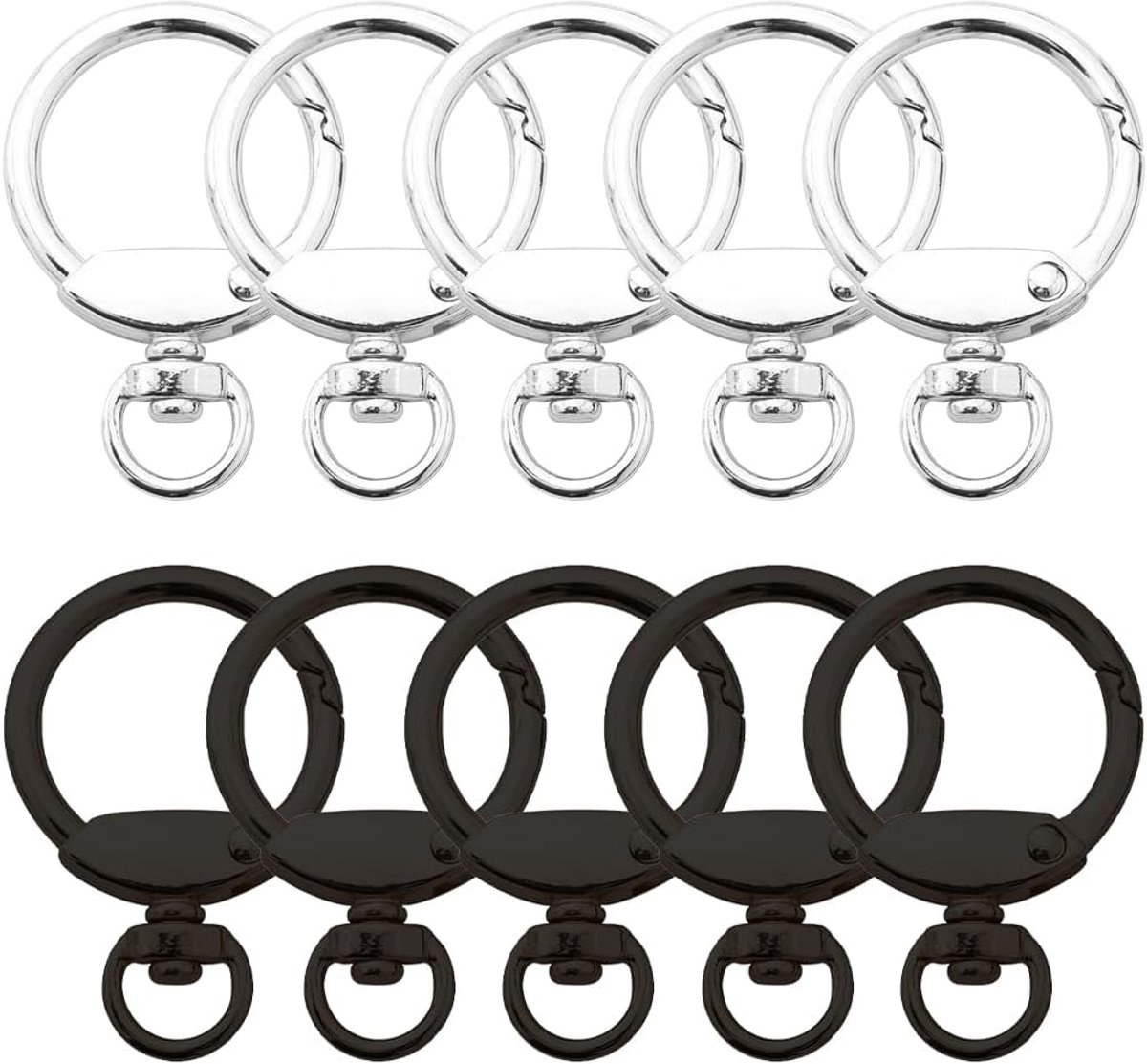 Sleutelhanger karabijnhaak - 10 stuks draaibaar - met verenluiting - ideaal voor tas en sleutels - ShopVlot