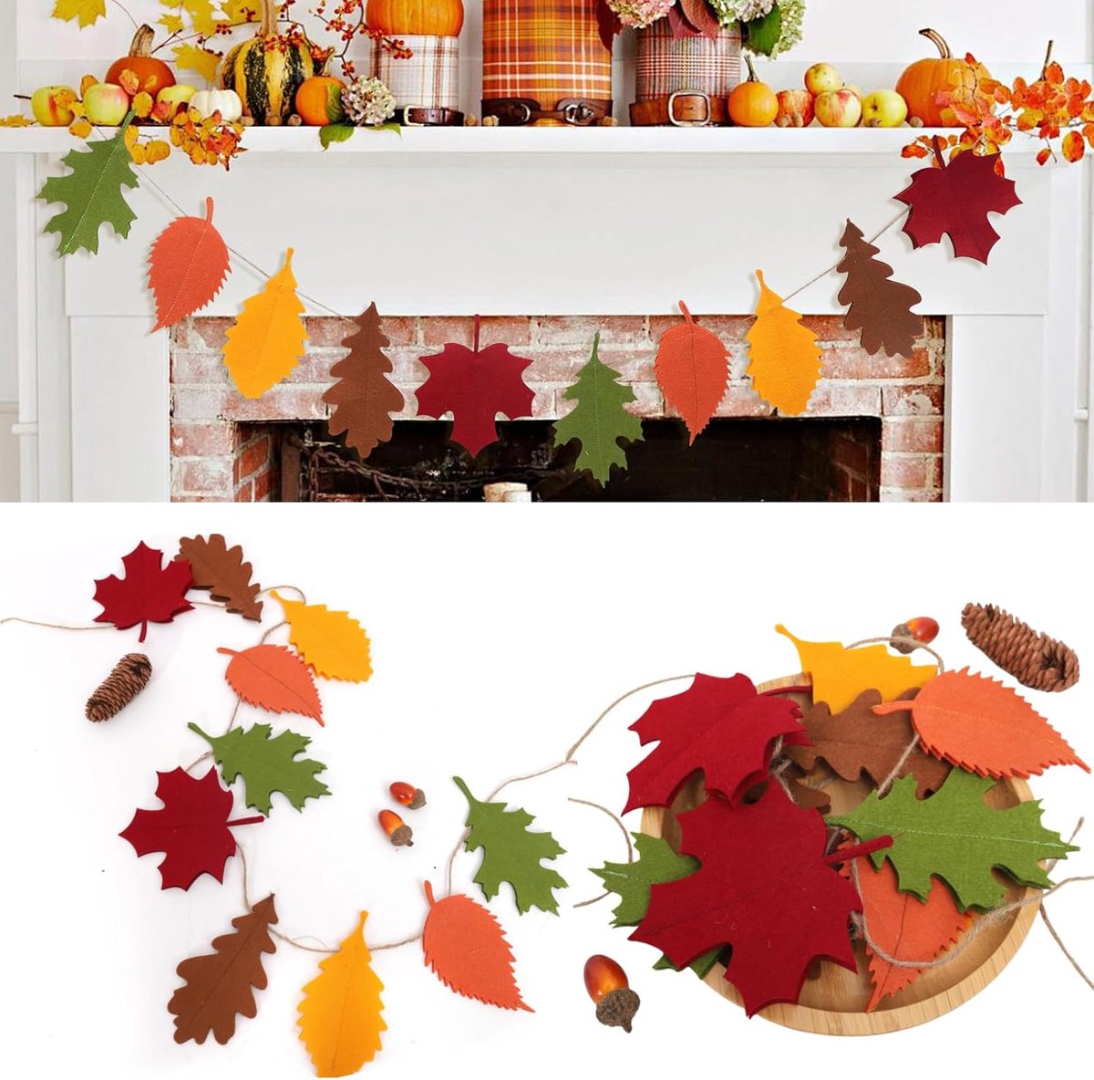 Vilt slinger herfst - dubbele viltplaat - warme herfstkleuren - perfect voor Thanksgiving - ShopVlot