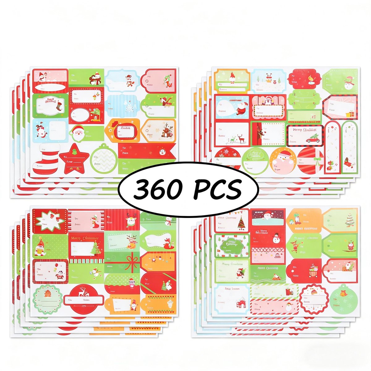 Solidchoice - Set van 360 Kerst Sticker Labels voor Cadeaus