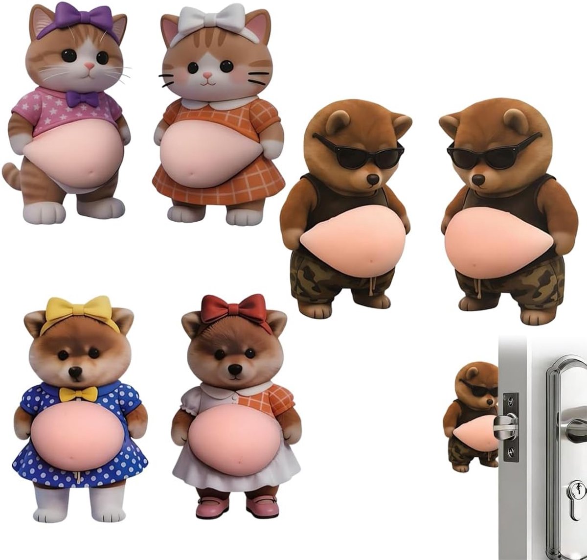 deurstoppers rubber - Shiba Inu design - bruin - decoratief en functioneel - ShopVlot
