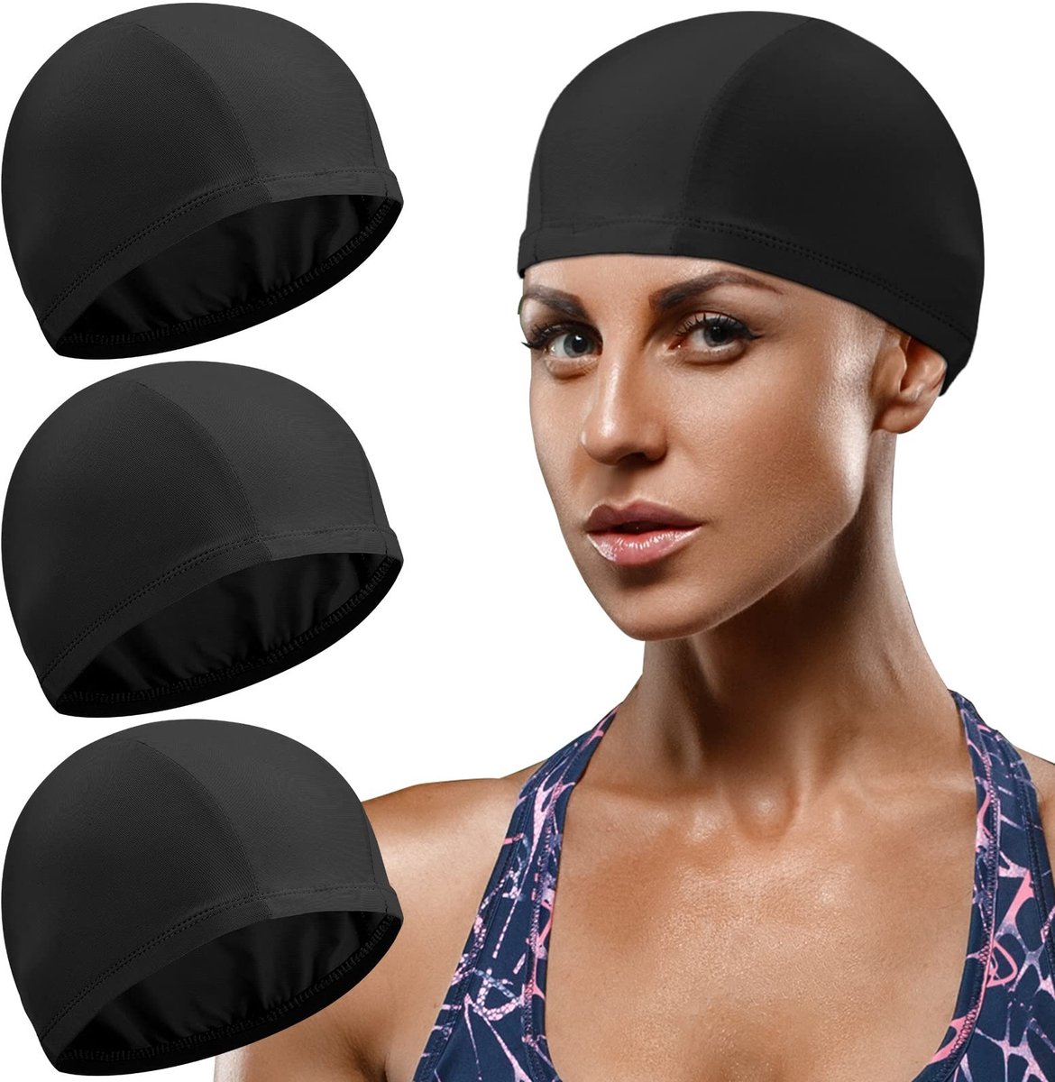 Solidchoice - 3 Stuks Unisex Elastische Zwemcaps