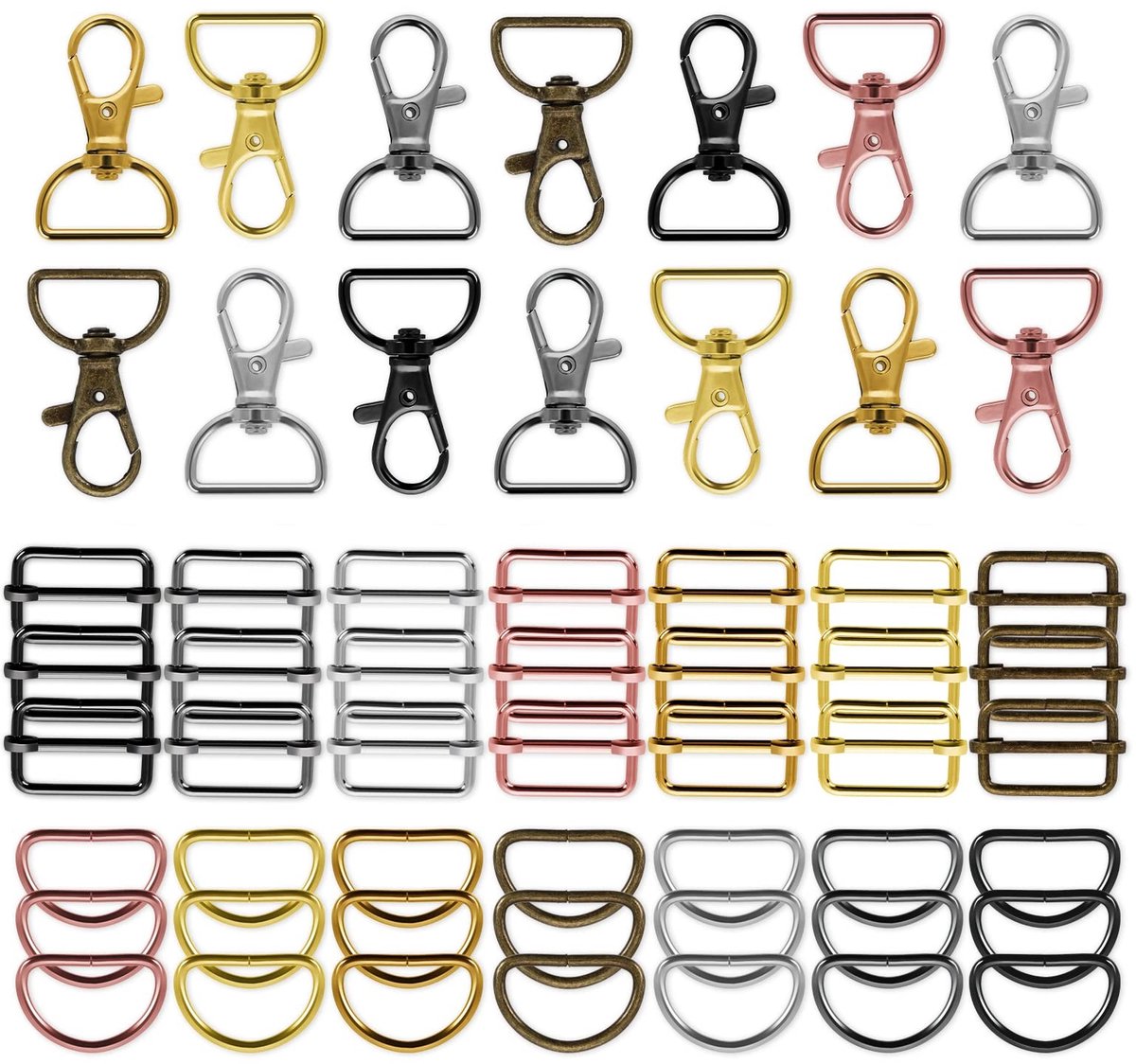 Solidchoice - Set van 56 Sleutelhangers met Karabijnhaken en D-Ringen