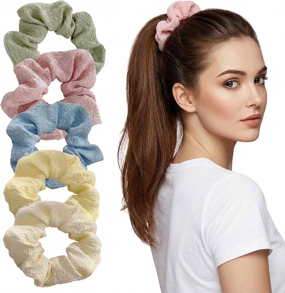 Haarelastiekjes voor dames - chiffon - pastelkleuren - ideaal voor paardenstaarten - ShopVlot