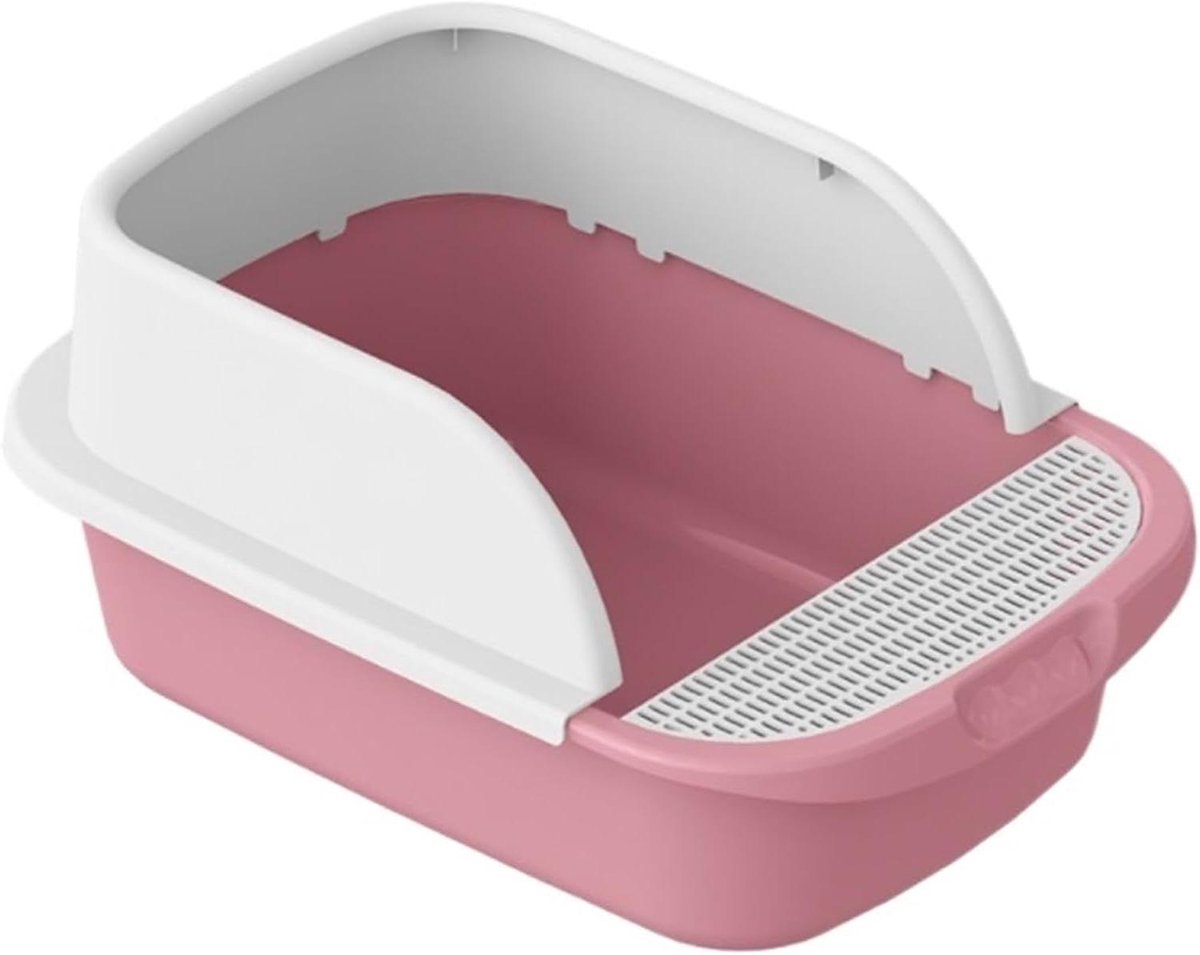 Kattenbak - Katten toilet - Katten verzorgen - Lage instap - 36x52x21 cm - Roze