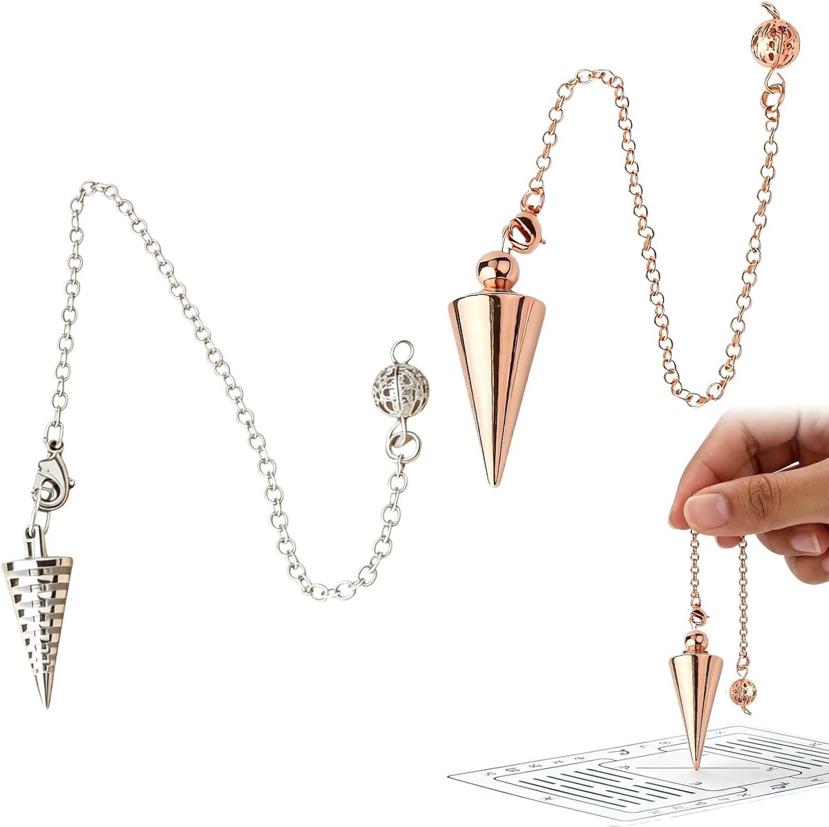 Metalen pendel set 2 stuks - roségoud en zilver - elegante slinger - perfecte decoratie voor thuis - ShopVlot