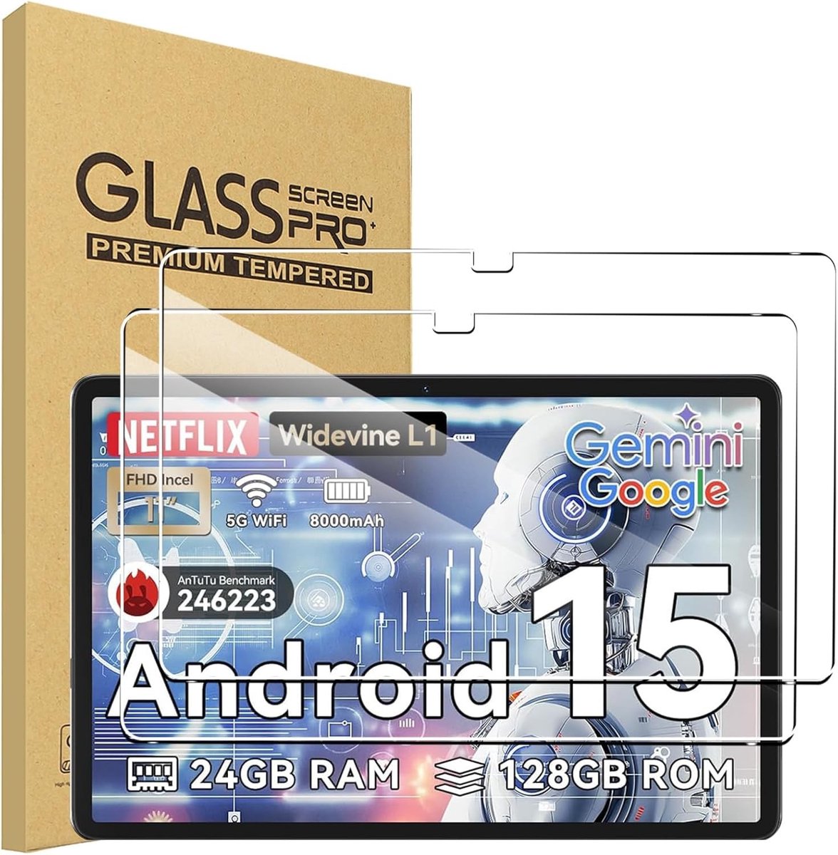 Solidchoice - 2 Stuks Geharde Glas Screenprotectors voor 11 Inch Tablet