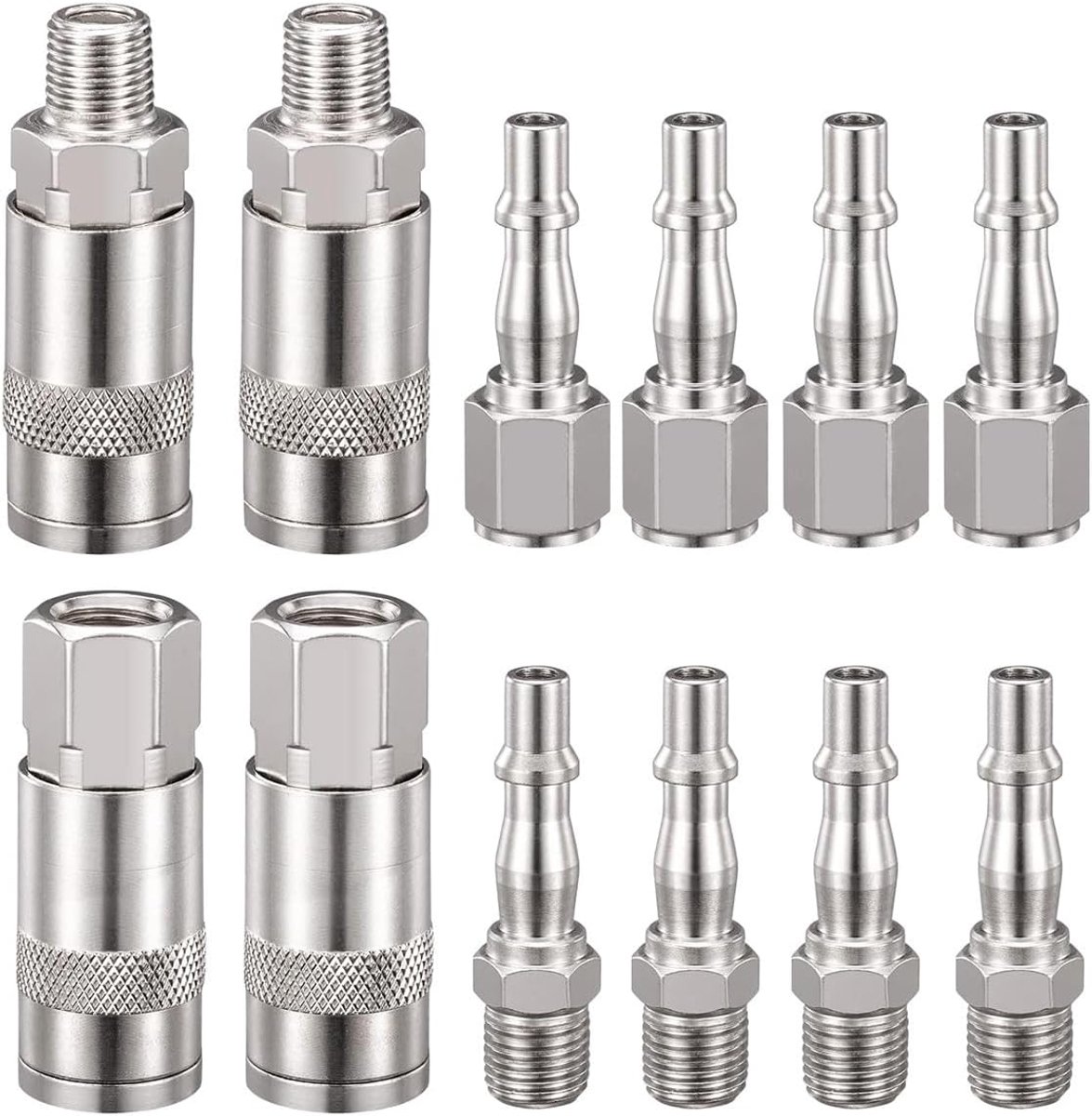 Luchtslangaansluitingen 12 stuks - 1/4 inch BSP - Diverse koppelingen - Snel aansluiten gereedschap - ShopVlot