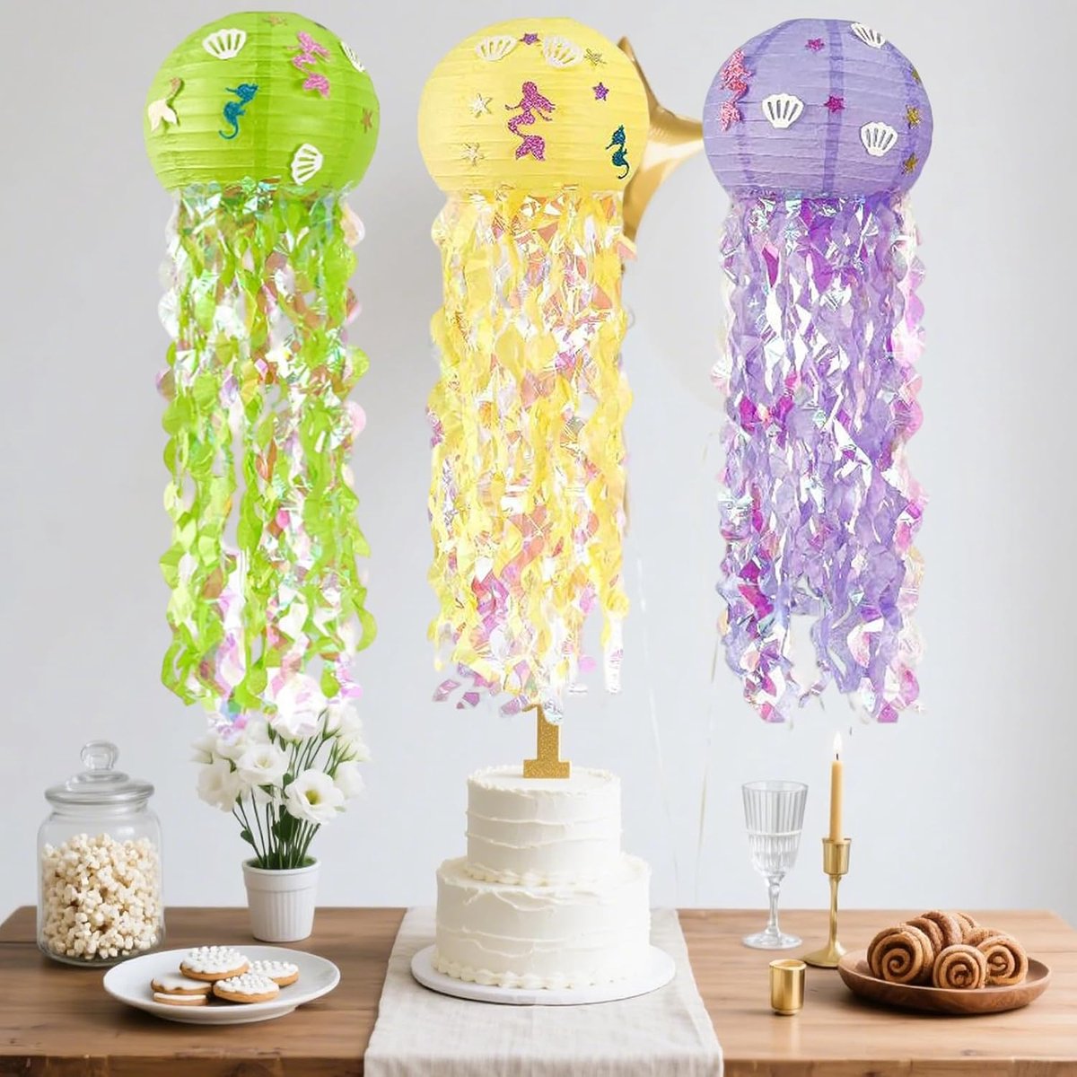 3-delige zeemeermin lantaarn - jellyfish papieren lantaarns - decoratief - perfect voor feesten - ShopVlot