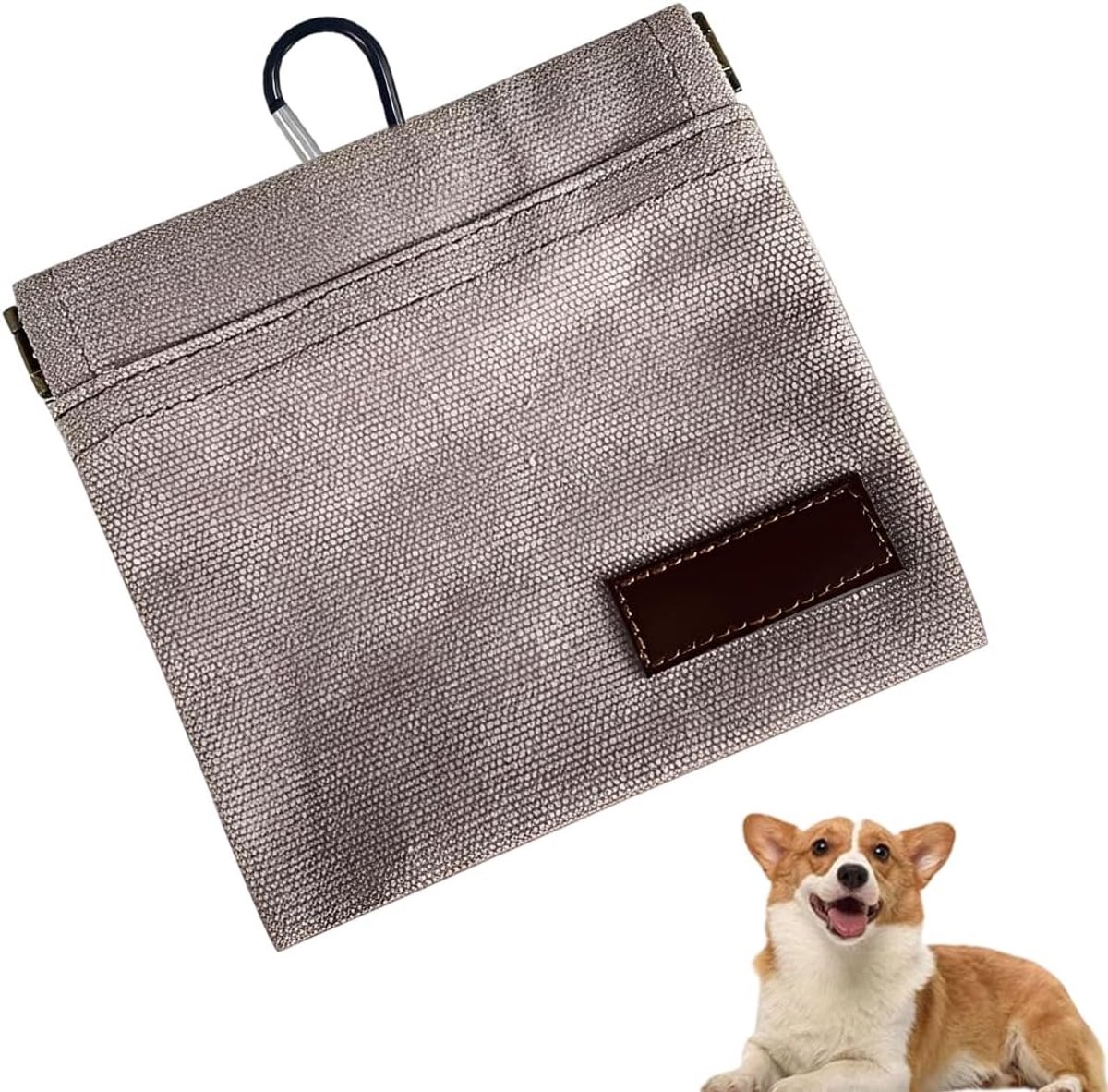 Traktatietas honden training - grijs - met karabijnhaak - handen vrij tijdens training - ShopVlot