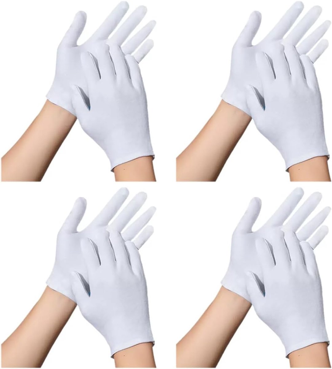 Kinderen Handschoenen 4 Pairs - Katoen - Wit - Perfect voor Cosplay en Feestjes - ShopVlot