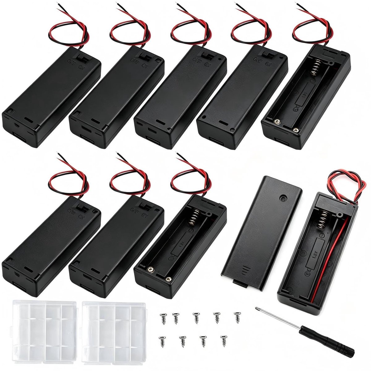 Solidchoice - AA Batterijhouder met Aan/Uit Schakelaar en Opslagboxen