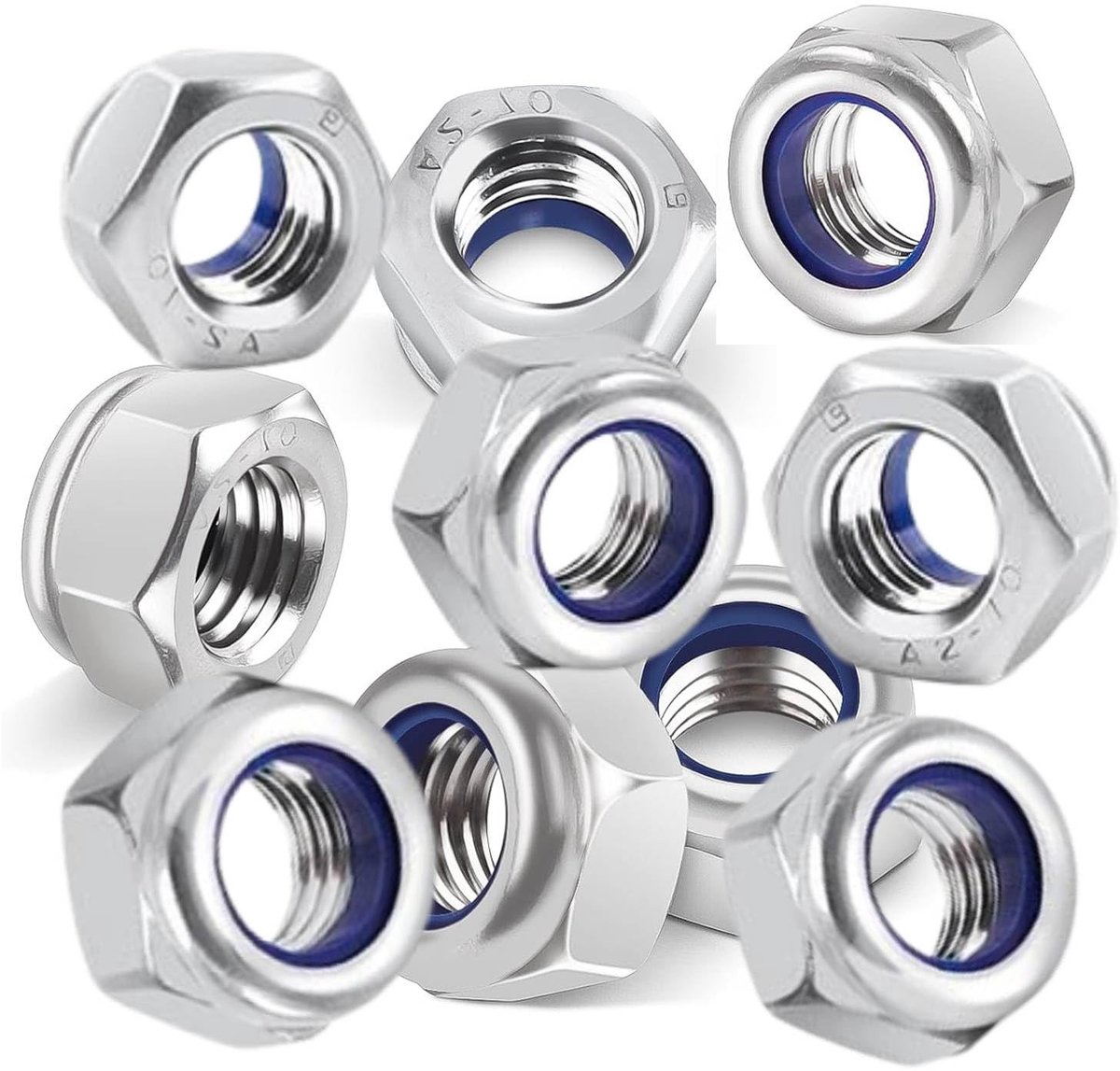 Solidchoice - 30 Stuks M8 RVS Zelfborgende Moeren Set