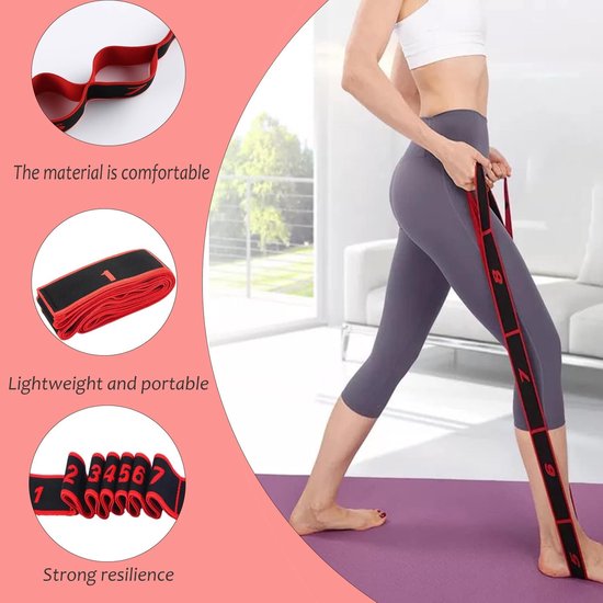 Yoga stretch band - elastisch - meerdere intensiteitsniveaus - voor yoga en pilates - ShopVlot — afbeelding 2