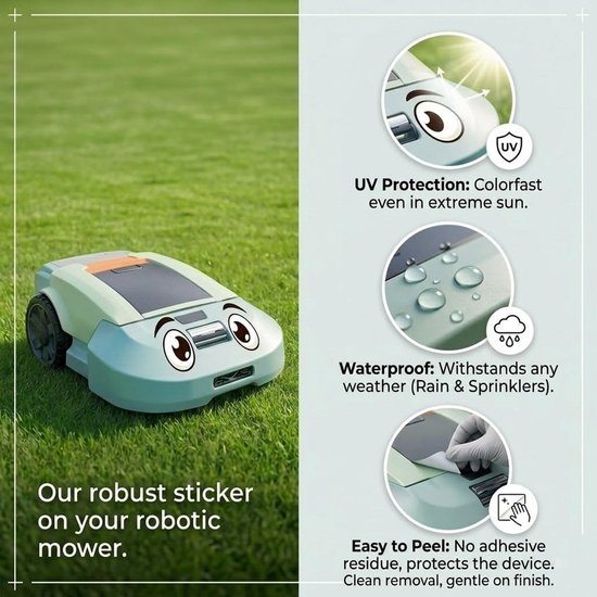 Oogstickers robotmaaier - waterdicht - cartoonogen - verschillende emoties - voor grasmaaier - ShopVlot — afbeelding 2