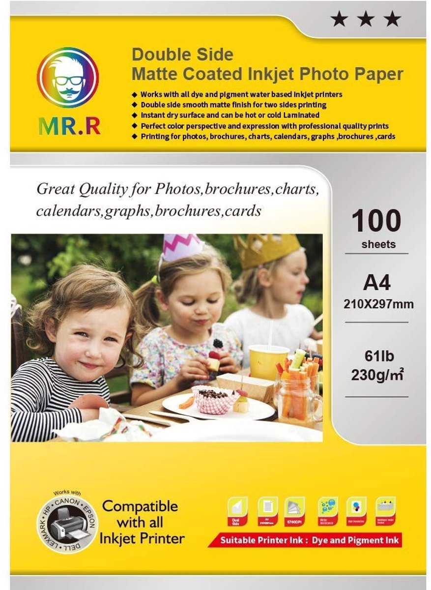 Solidchoice - A4 Matte Coated Foto Papier, 100 Vellen Dubbelzijdig