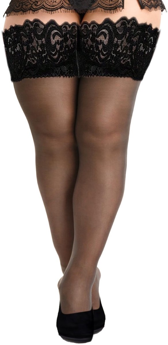 Solidchoice - Plus Size Blijvende Kousen met Kanten