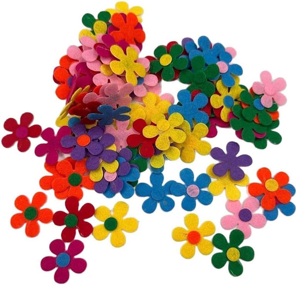 Vilten bloemen 3 cm - kleurrijke decoratieset - 200 stuks - perfect voor knutselen - ShopVlot