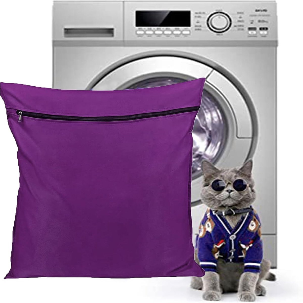 Waszak voor huisdieren - paarse kleur - beschermt wasmachine tegen dierenhaar - ideaal voor honden en katten - ShopVlot