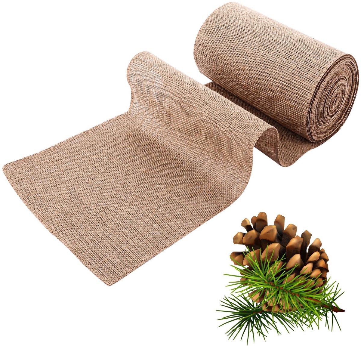 Solidchoice - Jute Tafelrunner 25 cm x 20 m, Natuurlijk Jute voor Feestelijke Gelegenheden