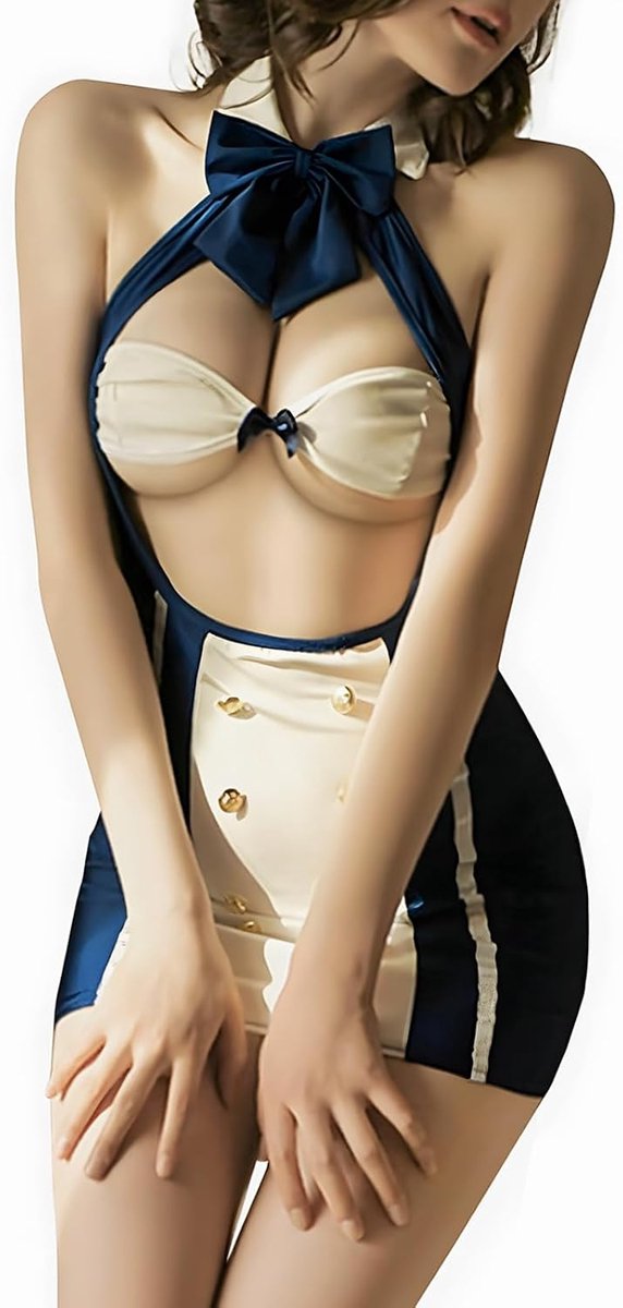 Lingerieset voor vrouwen - sexy matrosin kostuum - marineblauwe kant - perfect voor cosplay en feestjes - ShopVlot