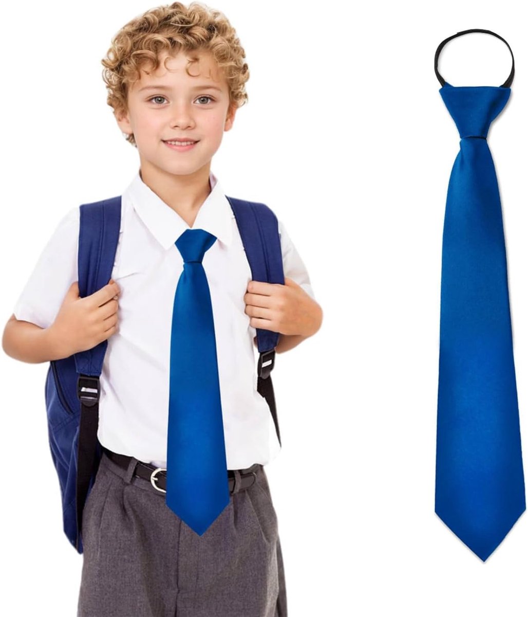 Children's Tie for Boys and Girls, Adjustable Children's Tie Plain Tie with Zip for Wedding, Graduation, Show - ShopVlot
