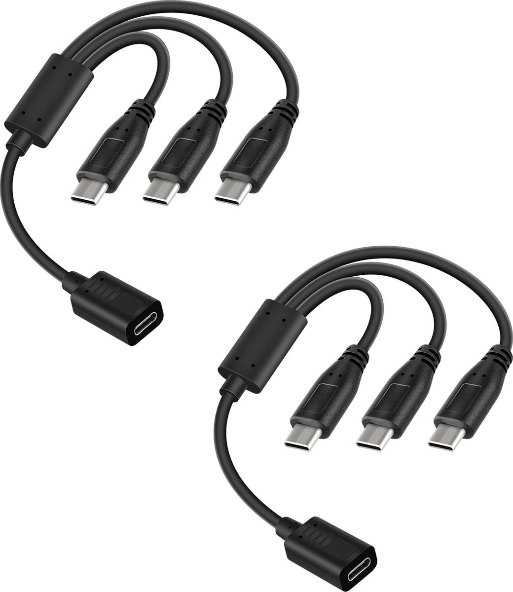 USB-C meervoudige oplaadkabel 30 cm (bus naar 3 mannelijk) - ShopVlot