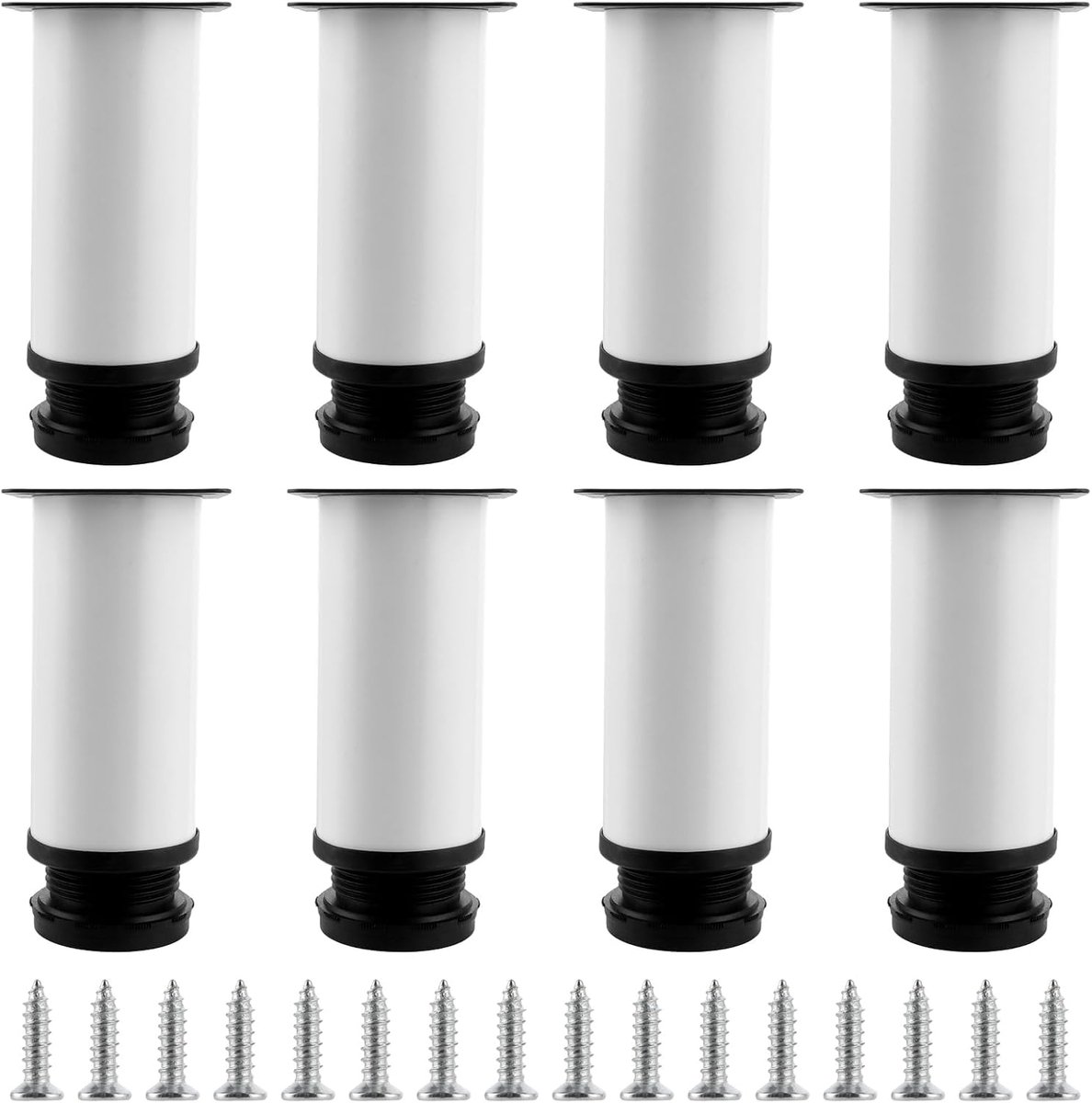 ASelected 8 pieces furniture legs, adjustable, blanc, 120 mm, Ø 50 mm, round furniture legs made of stainless steel - ShopVlot