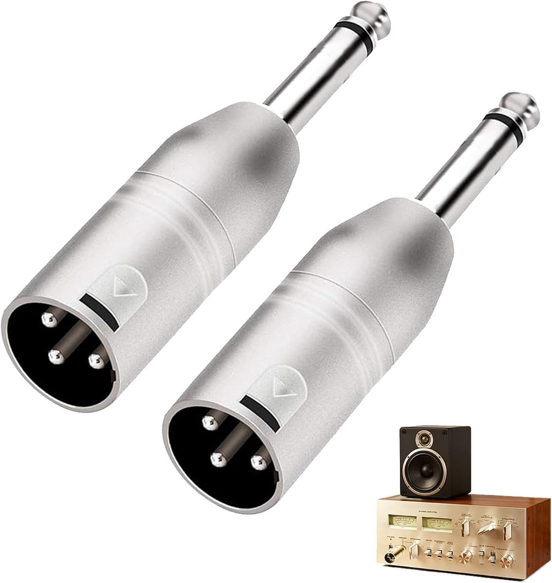 2pcs Audio Adapters TRS 6.35mm to XLR Plug, TS Jack Adapter, Stereo Pairing Adapter, for Connecting XLR Cable to Mixer - ShopVlot