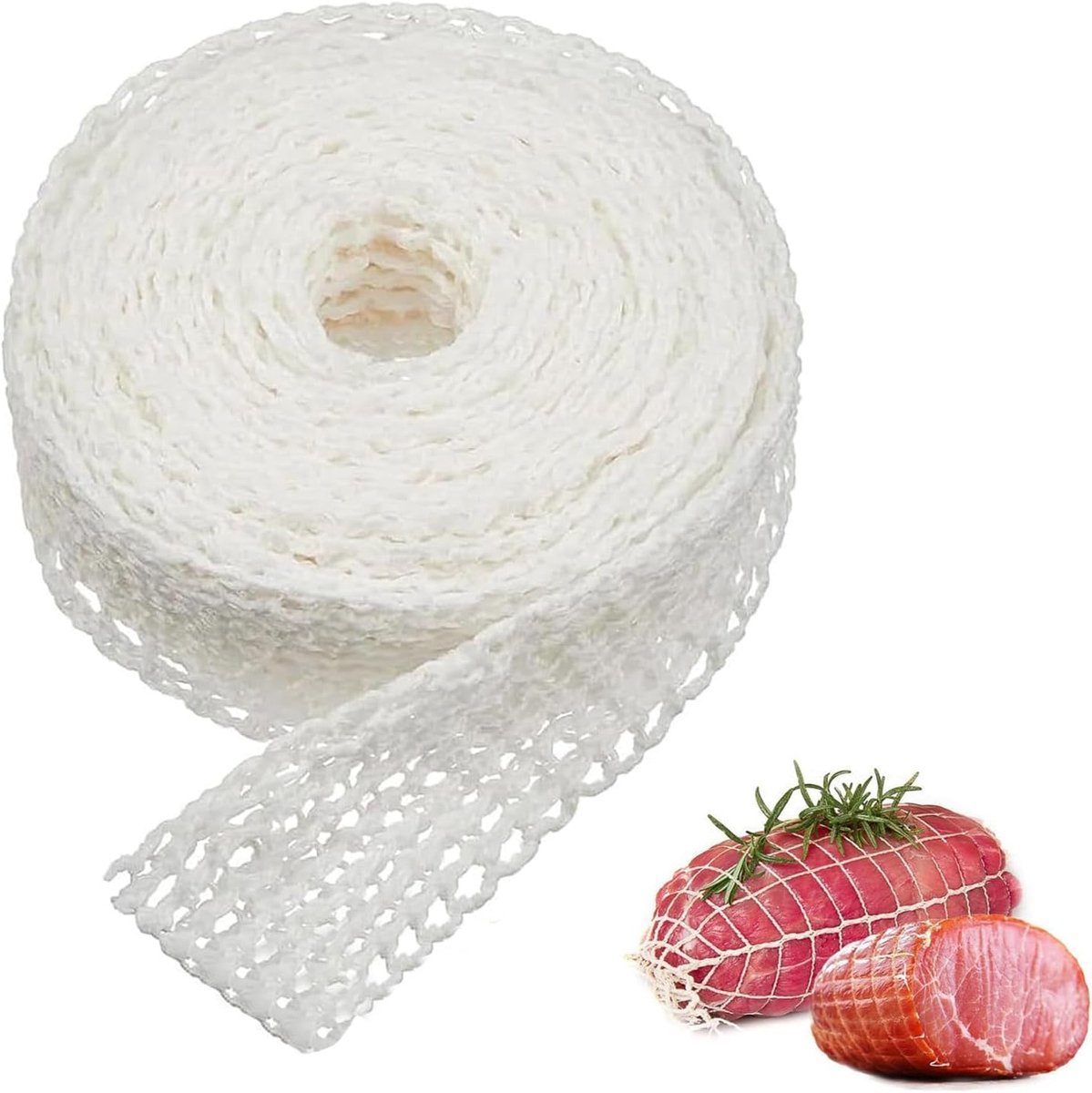 Hamnet 5 m, keukengaren voor roulades en braden, elastisch vleesnet voor roken en koken, netzak voor ham en varkensbijl - ShopVlot