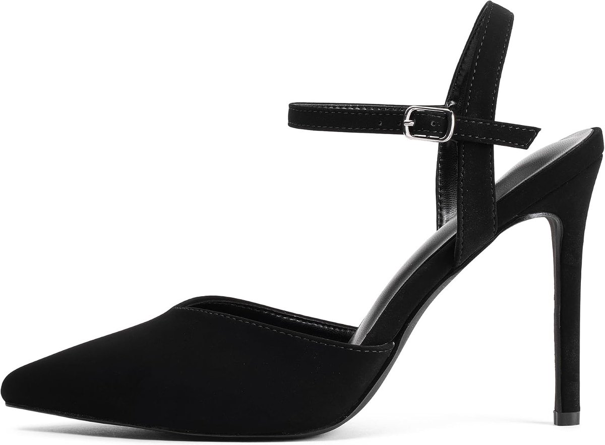 GENSHUO Elegant 4 Inch Stiletto High Heels - Sexy Pointed Toe Dress Shoes with Ankle Strap for Women Evening Wear - ShopVlot