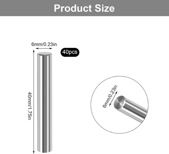 Pack van 40 Cilinderpennen - Diameter 6 x 40 mm - Planksteunen - Vloerrekken - Metaal - Meubelaccessoires - Cylindrische Planksteunen voor Kasten - Opslagoplossingen van Merkloos	 — afbeelding 5