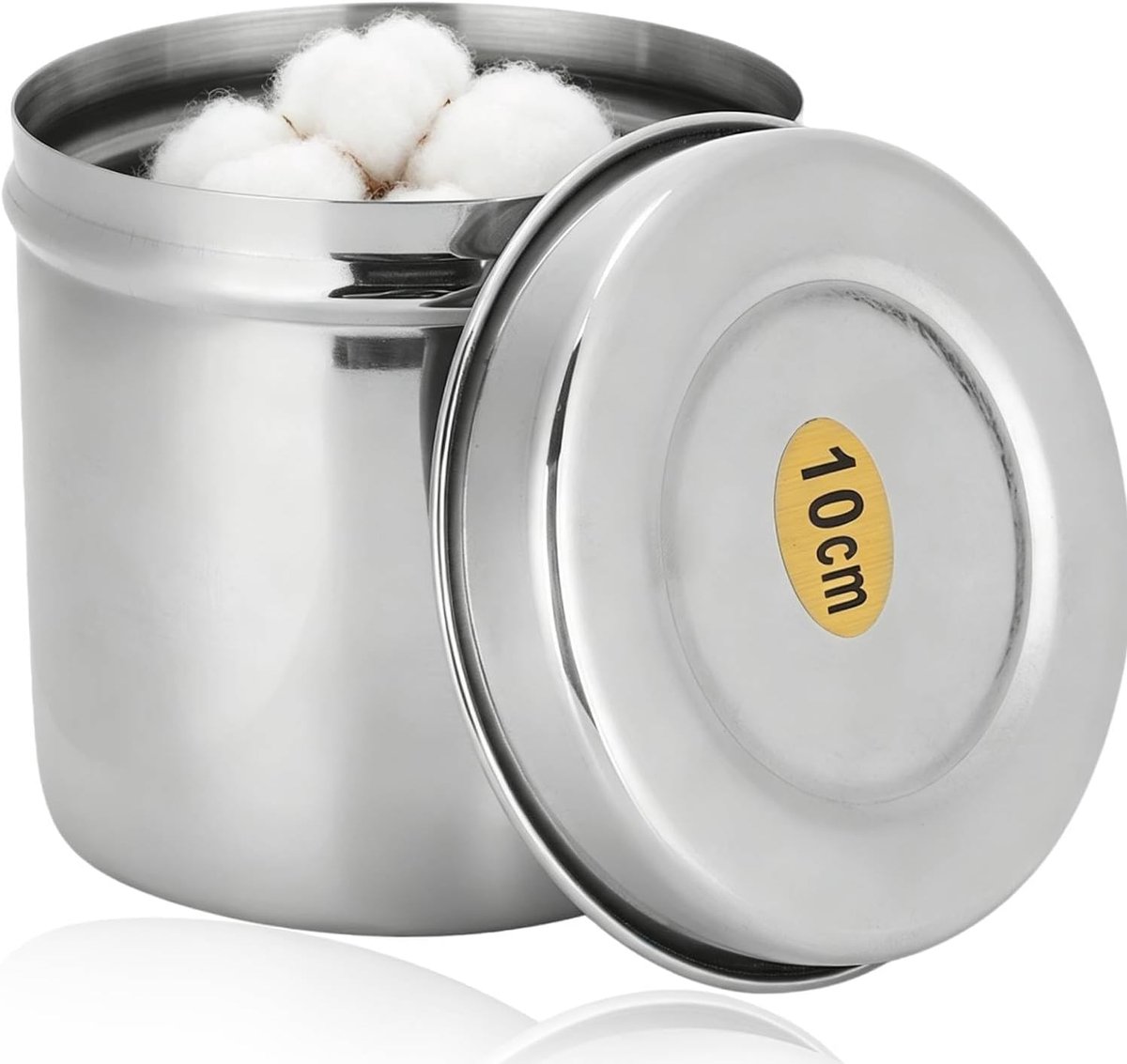 Cotton Ball Container, 10x10x10cm/3.9x3.9x3.9inch Cotton Ball Jar Stainless Steel Pads Cotton Swabs Holder Organizer - ShopVlot