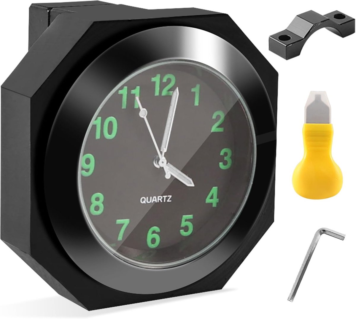 Motorcycle Handlebar Watch Waterproof Aluminium Alloy Quartz Watch with Light Function Digital Steering Watch for - ShopVlot