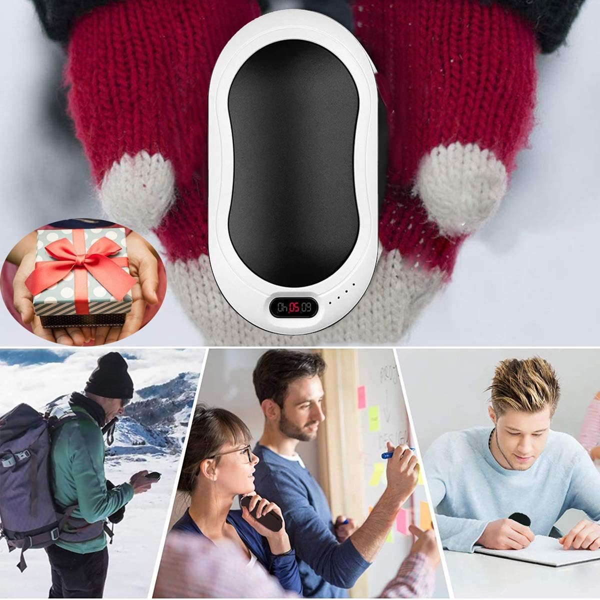 Oplaadbare handwarmer met digitaal display en 3 verwarmingsmodi – draagbare elektrische handwarmer – dubbelzijdige verwarming – voor kamperen, wandelen – wintercadeau. — cadeau in Gadgets - foto 3