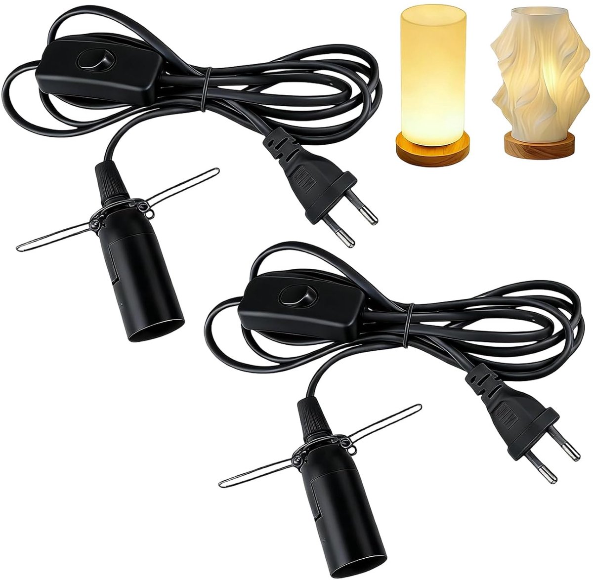 2 stuks kabels met schakelaar voor zoutlamp, lampfitting, 1,8 m, E14 lampfitting met kabel, zoutlampfitting - ShopVlot