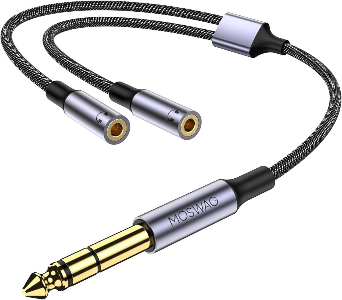 MOSWAG 1/4 inch TRS to Double 3.5mm Female Y Cable, 3.5mm to 1/4 inch Headphone Adapter Compatible Headphones - ShopVlot