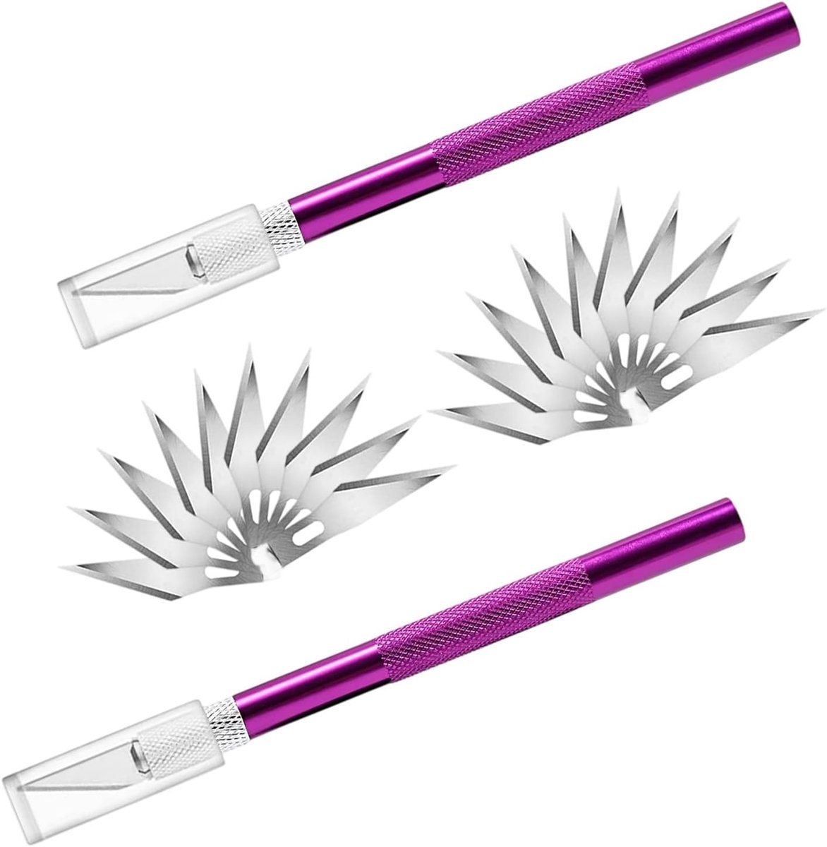 Precision Knife Set, 2 Craft Knives with 20 Replacement Blades, Craft Knife, Craft Scalpel, Purple - ShopVlot