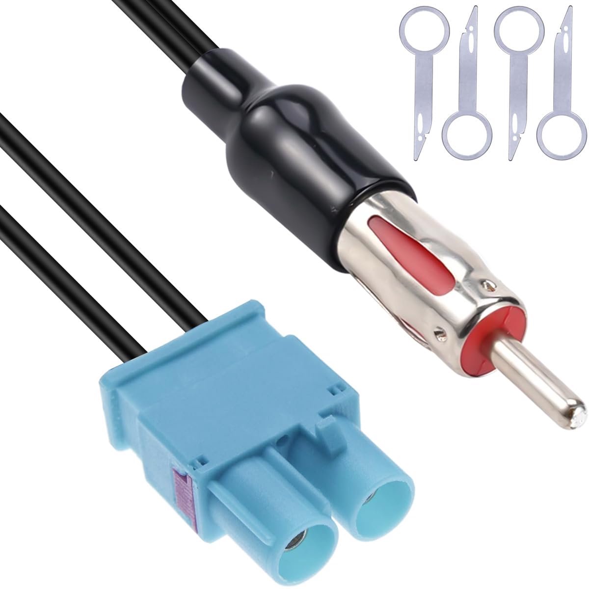 Fakra to DIN Dual Adapter Cable, Fakra Z Plug to DIN Plug RG174, Plug and Play for FM/AM Radio Antenna, HD Car Radio - ShopVlot