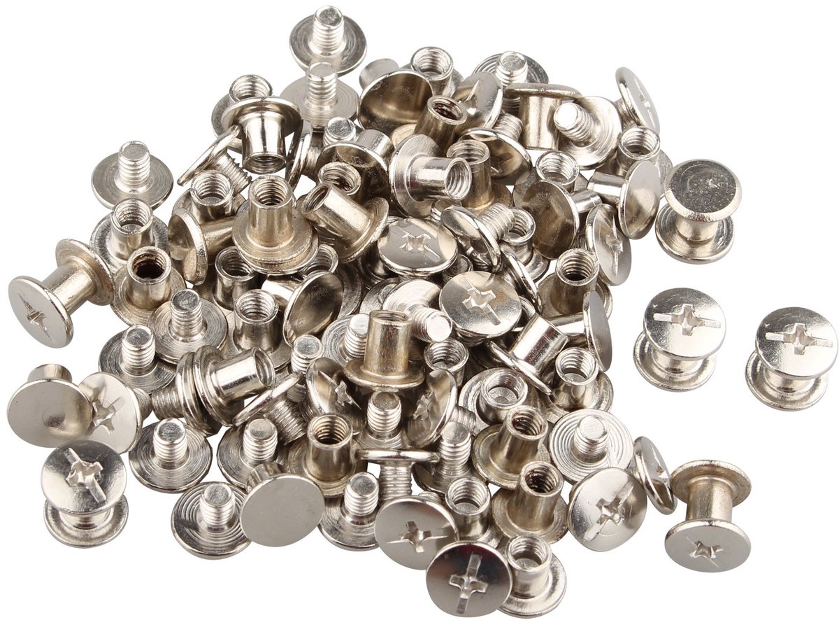50PCS 5x6mm Chicago binding screw post nickel Plating Nail rivet flat fasteners leather repair screws for book - ShopVlot